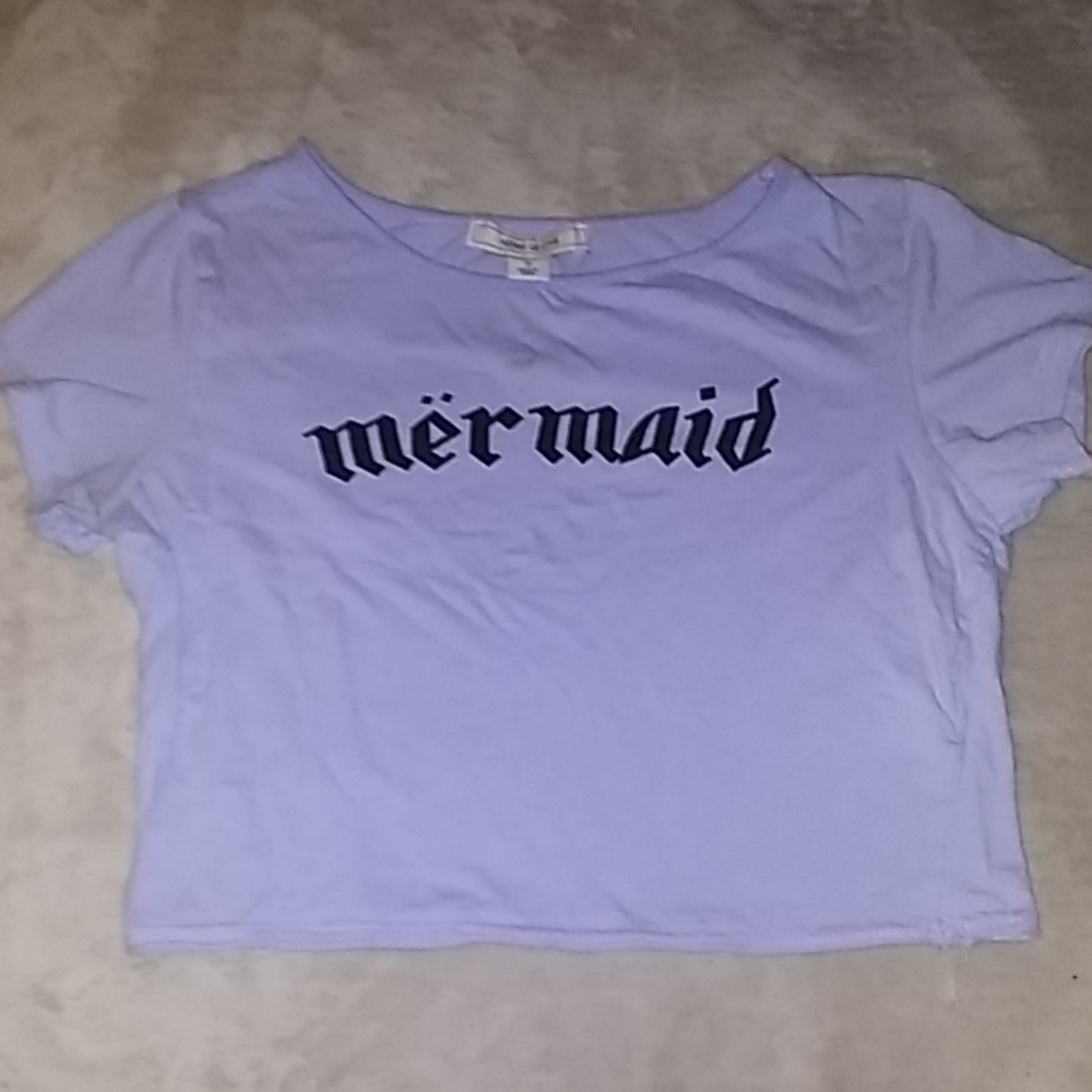 Light blue sleeved crop top